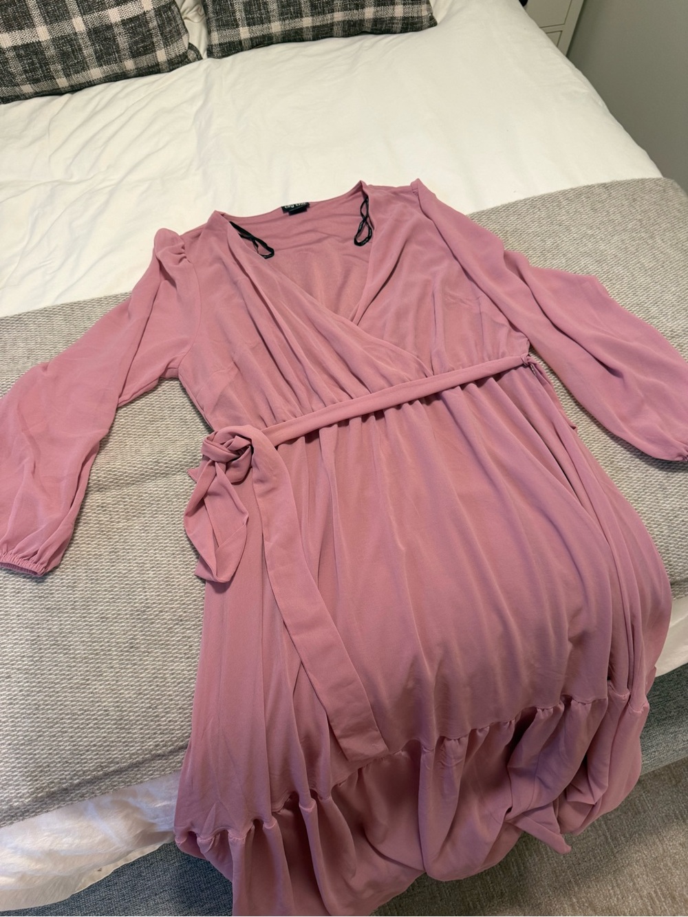 City Chic Dusty Rose Wrap Midi Dress with Waist Tie